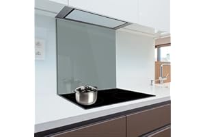 HITGLASS Pannello para-schizzi in vetro temperato resistente al calore per proteggere la parete dei fornelli in cucina 90x55 cm Dark Grey Fmk-53-071