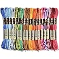 CABODYALS 18 Skeins 6 Strands 144M Gradient Polyester Embroidery Floss Variegated Rainbow Crewel Cross Stitch Threads Bracelet Floss Bulk for Jewelry Making Holiday Decorations DIY Projects