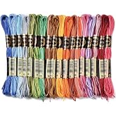 CABODYALS 18 Skein of 6 Strands 144 Meters Gradient Polyester Embroidery Thread Variegated Rainbow Cross Stitch Thread Bracel