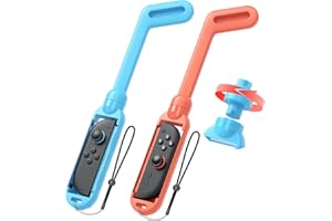 MENEEA Golf Club per Nintendo Switch 2/Switch 1 Controller, per Mario Golf Super Rush Accessori di gioco per Nintendo Switch e Mario Golf, Antiscivolo, Clubhead rotabile, stoccaggio rimovibile
