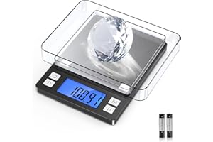 BOMATA 0.01g Small Digital Gram Scale, Upgraded 1kg Jewelry Scale with Larger Display and Hold Function, High Precision, Grams and oz for Herb, Coin, Powder, Gold, Yeast, Kitchen