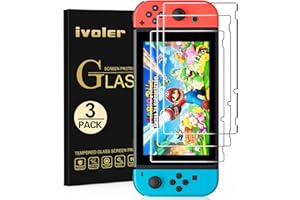 ivoler [3 Stücke] Schutzfolie für Nintendo Switch, [9H Härte] [Anti- Kratzer] [Bläschenfrei] [2.5D Runde Kante]