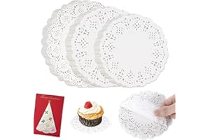 LUSHLY Aatpuss 450 Stück Papier Spitzendeckchen, Spitze Runde Papierblock, Tortenpapier Rund Untersetzer Papier Spitze, Runde Paper Tischläufer Für Geburtstag Hochzeit Geschirr Dekoration
