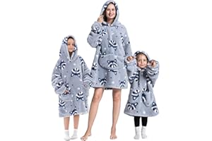 Adisputent Couverture à Manches Sweat à Capuche Surdimensionnée pour Femme Homme, Pull Plaids à Manches en Polaire,Couverture Canape TV Hiver avec Poches Portable,Taille Unique