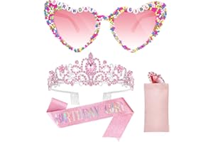 Bingtoo Geburtstagssonnenbrille, Krone und Schärpe für Frauen, Krone Geburtstag Erwachsene, Geburtstag Deko