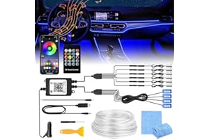 Sunshine smile Auto LED Innenbeleuchtung,6M/ 6 in 1 RGB Auto Innenraumbeleuchtung,App+Fernbedienung Control steuerbare Innenbeleuchtung Laser,Mehrfarbige Ambientebeleuchtung(Farbe)