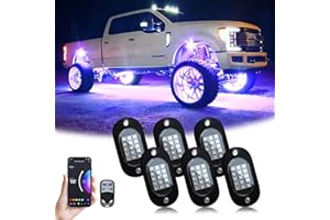 YiLaie RGB LED Rock Lights, 90 Luci LED con App Telefono/Telecomando per Timing Musica Moda Rock Lights Kit, Impermeabile Underglow Light per ATV RZR UTV SUV Off Road AUTO Moto (6 Pods)