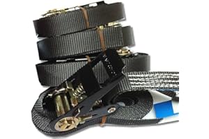 TIMTINA OVK – Juego de 4 correas de remolque con trinquete, longitud 4 – 6 m, hasta 800 kg, EN 12195-2 4 m negro