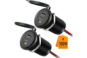 Obeaming 118W 12V USB C Uttag PD 100W & QC3.0 18W Husbil Aluminium, Snabb laddning för Marin Båt Buss Lastbil RV Marine ATV H