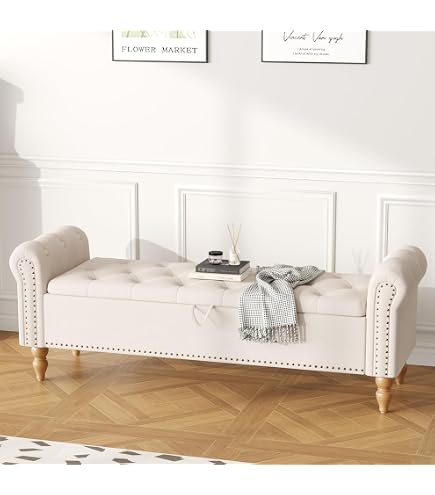 VidaXL Set Panca E 2 Pouf In Giunco Grigio, Con Cuscini E Contenitore, Soluzione D'Arredo Rustica Per Ingresso O Soggiorno - copertina