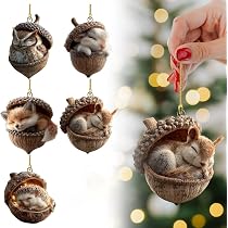 4 Stück Weihnachten Waldland Tier Ornamente Stroh  Produktbild-Vorschau 9
