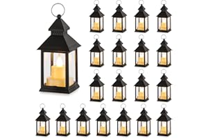 NUPTIO Lanternes de Bougies Décorations Halloween - 20 Pièces Bougies LED Noir Vacillantes Mini Lanterne Suspendue avec Ornements de Noël Marocains Vintage Table Salon Intérieur Extérieur Ramadan