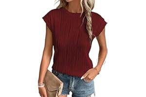 Gemulate Short Sleeve Tops Round Neck Blouse Tees for Women Ladies Knit Solid Casual T Shirts S-XXL