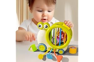 Goujfol Montessori Spielzeug Baby, mit Silikon-Zugschnur-Aktivitäts, Formensortierspiel und Regenbogen-Stapelspiel, Sensorisches Spielzeug für Kleinkinder, für Baby im Alter von 1 2 3 Jahr