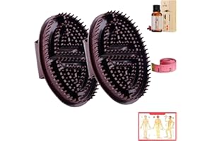 OXFUZZ Professioneller Meridian-Bürste, Massagebürste, Meridian-Bürste, Massagebürste, Meridian-Kammkopf, Hand-Massagebürste (2 Stück, braun)