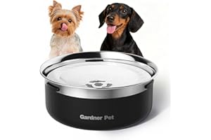 Gardner Pet Dog Bowls 2L,Stainless Steel Non Spill Dog Water Bowl,Slow Water Feeder,Metal Large Pet Water Bowl,Anti-Splash Water Dispenser for Large Dogs,Black