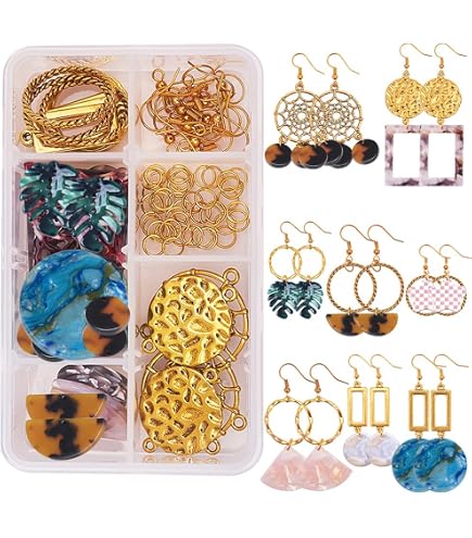 SUNNYCLUE 1 Boîte DIY 8 Paires Lustre Gemstone Boucles D'Oreilles Faisant Le Kit De Démarrage Comprennent Boucle D'oreille Connecteur Charme Charm