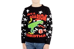 NOROZE, Maglione Natalizio per Bambini con Elfo, Pupazzo di Neve, Babbo Natale e Renna, Idea Regalo