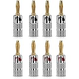 Banana Plugs, 24K Gold banana plug Audio Jack connectors for Speaker Cable By Baolongking (4 Pair (8 plugs))