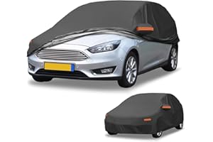 Partuto All-Weather Waterproof Car Cover - UV-Resistant Outdoor Full Exterior Protection for Ford Focus Hatchback 2010-2022 Black with Right Side Zipper