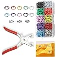100 Sets Metal Snaps Buttons, GTAAOY Fastener Pliers Press Tool Kit Perfect for DIY Crafts Clothes Hats and Sewing, Snap Button Fasteners Kit for Clothing Sewing (Colorful / 400 PCS)