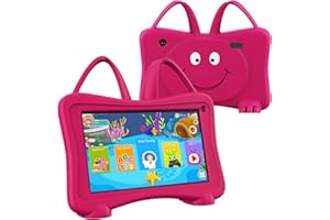 OKULAKU Tableta para Niños De 7 Pulgadas 32 GB ROM 64 GB Ampliable, Con Funda De Protección Contra Caídas, Doble Cámara, Control Parental y App para Niños 3-12