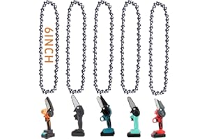 APKOL Pack de 5 cadena motosierra de 6 in, 1/4"LP, 37 eslabones para mini motosierra,repuesto para mini motosierra, cadena para mini motosierra