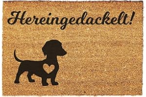 GENERIC Giftstory Kokosmatte Fußmatte Kokos Hereingedackelt für Innen und Außen 60x40 Fussmatte Haustür - Willkommen Doormat Mat Lustig Türmatte - Geschenk Gift Gadget