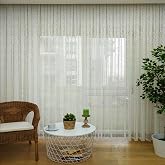 ستارة من التول المطوي باللون الأبيض المكسور من Evdepo Home مقاس 60 x 250 سم