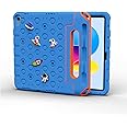 Moxedo Rugged Protective EVA Silicone Kids Case Cover, Shockproof DIY 3D Cartoon Pattern with Pencil Holder, Stand and Handle Grip Compatible for Apple iPad 2022 (10th Gen) 10.9 inch (Sky Blue)