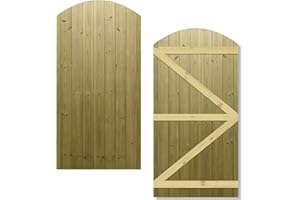 PREMIER GARDEN SUPPLIES Arch Top Garden Gate 6x3ft (H: 6ft x W: 3ft) Semi-Braced Tongue & Groove Handmade Wooden Side Entry Pressure Treated Pedestrian - Ideal Home Pathway/Walkway Access Height: 1800mm x Width: 900mm