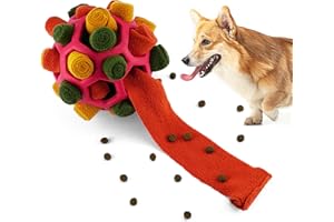 Tesytto Schnüffelball für Hunde Interaktives Hundespielzeug Ermutigen Natürliche Nahrungsfähigkeit Slow Food Training Bissresistenter Welpe Spielen Tragbare Hunde Intelligenzspielzeug(Herbstrot)