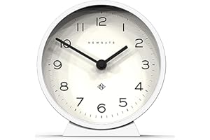 NEWGATE® M Mantel cichy cichy zegar z kominkiem - bez tykania - nowoczesny zegar kominkowy do domu salonu/jadalni lub biura wys. 17 cm x 16 cm x 6 cm (Biały)