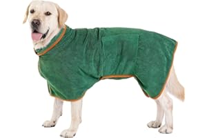 PETTOM Accappatoio per Cani Microfibra, Abbigliamento Asciugamano Morbida per Animali, Accappatoio da Asciugatura Rapida Regolabile Piccolo Medio Grande Taglia (Verde, M)