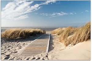 Wallario Outdoor-Poster für Garten oder Balkon Auf dem Holzweg zum Strand, Motivbanner Größe: ca. 60 x 90 cm, Outdoor-Bild