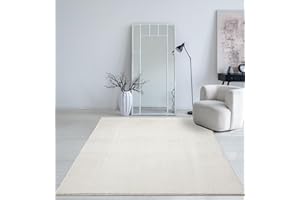 ‎MIAS TEPPICHE Mia´s Teppiche Taos – kuscheliger Kurzflor Teppich in Felloptik, super Soft & waschbar bis 30°C, mit Anti-Rutsch-Unterseite – ideal für Wohnzimmer & Schlafzimmer, Creme, 200 x 280 cm