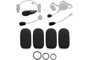 Voarmaks Confezione da 4 coperture per microfono in schiuma compatibili con microfono Sena Boom, microfono senza fili/cablato + 12 O-ring in 3 misure, per microfono di varie dimensioni, filtro
