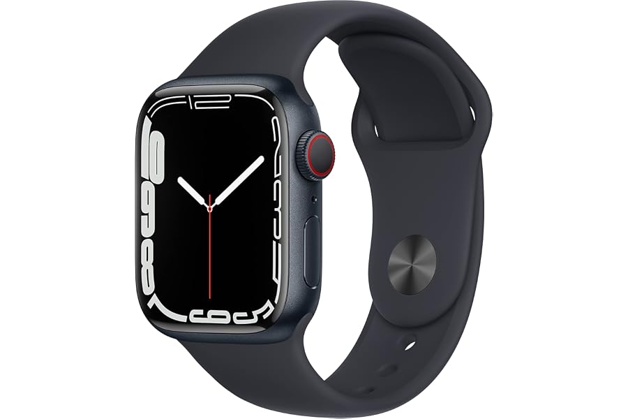 Apple Watch Series 7 (GPS + Cellular, 41MM) - Aluminiumgehäuse Mitternacht mit Sportarmband Mitternacht (Generalüberholt)