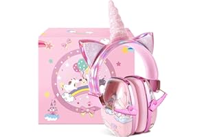 JYPS Gehörschutz Kinder, Geräuschunterdrückung Kopfhörer Autismus, Kinder Gehörschutz Ohrenschützer für Jungen, Mädchen, Kleinkinder Alter 2+, Baby Noise Blocking Ohrenschützer (Rosa Einhorn)