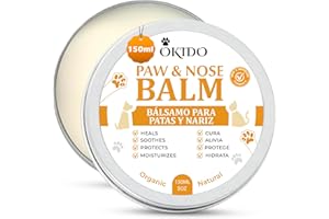 OKIDO Bálsamo Orgánico Natural para Perros y Gatos 150ML | Crema Hidratante y Protector de Almohadillas y Nariz | Cura, Alivia, Hidrata y Protege contra el Frío y el Calor.