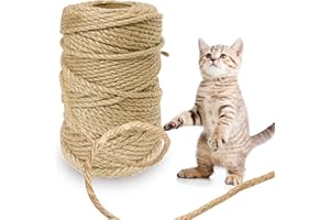 JOY & INSPIRATION Corda in sisal per tiragraffi 50m, corda in sisal, corda naturale di canapa per tiragraffi, accessori per gatti, fai da te, decorazione di case (6mm x 50m)