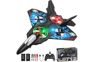 Henakmsl RC Flugzeug 2.4GHz Ferngesteuertes Flugzeug L0712 Quadcopter Schwebendes Kampfflugzeug RC Flugzeugs RTF für Anfänger, Kinder und Erwachsene,AFlugzeugspielzeug mit Farbigen Lichtern USB-Ladung