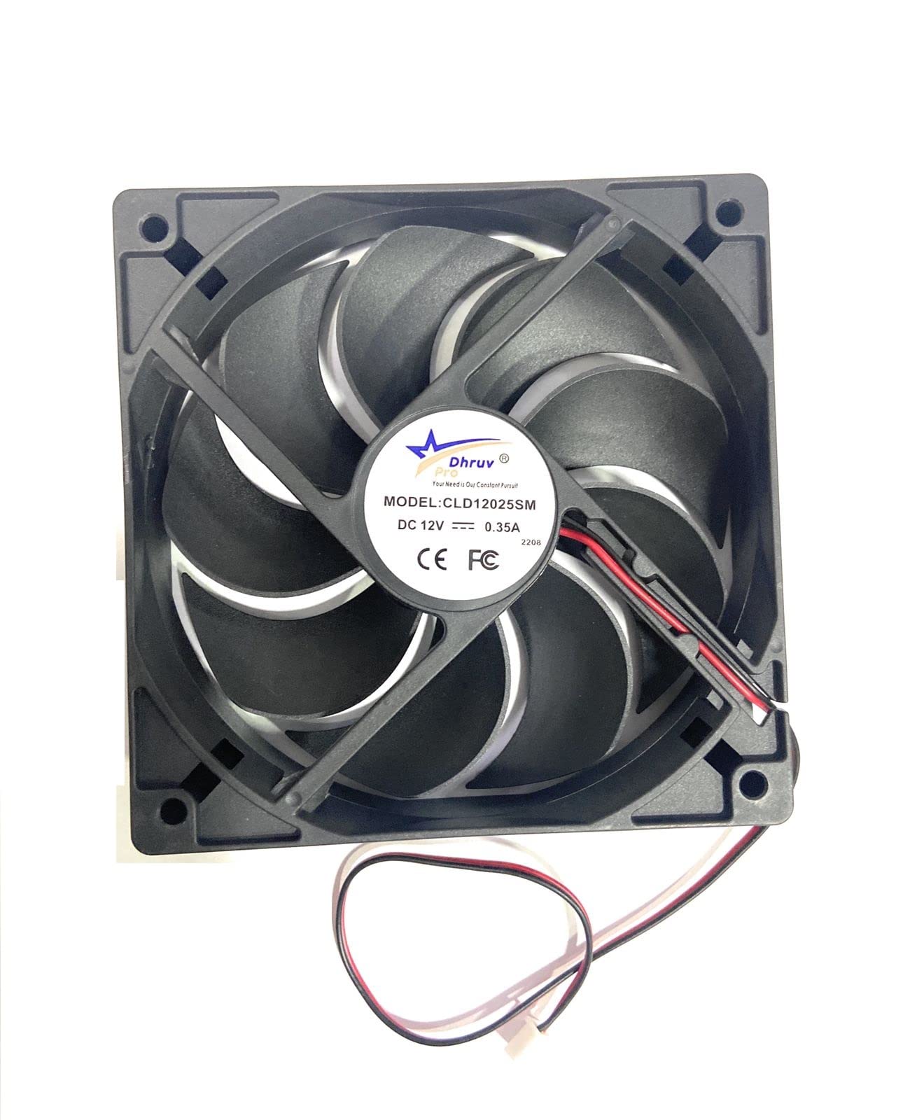 DHRUVPRO 12V Cooling Cabinet Fan Fan Square (12V 120x120x25-MM, 4inch 2800-RPM)