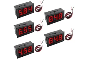 RUNCCI-YUN 5Piezas Mini Digital LED Voltímetro,2 cables de 0,56" 5-120V Mini probador de Voltaje Pantalla LED para Montaje en Panel de Motor de automóvil de Motocicleta – rojo