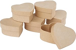 ‎VBS Pack of 6. VBS Box Heart Paper Mache Heart Boxes Gift Wedding Love Decoupage Craft Decopatch