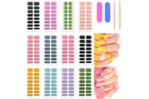 SUGHAW 12 Fogli Adesivi Unghie Copertura Completa, Smalto Adesivo Unghie Nail Stickers Full Cover Autoadesivi Adesivi Tinta Unita 3D Nail Polish Wraps Kit di Decorazione per Manicure DIY Donne Ragazze