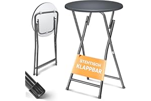 ‎KESSER KESSER® Stehtisch Bistrotisch mit PVC-Platte | Wetterbeständiger Klapptisch | 60cm / 110cm | Partytisch Tisch rutschfest | In- & Outdoor | Hochzeit Empfangstisch | 4 Standfüße pulverbeschichtet