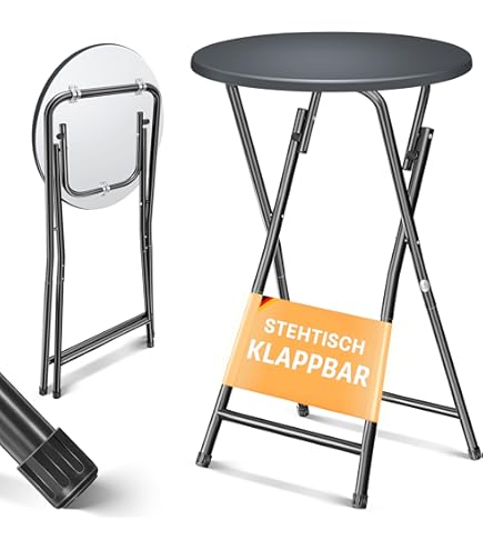 BRIXY 2x Stehtische Schwarz 80x110cm | Klappbare Partytische | Witterungsbeständig Für Garten & Indoor | Robust