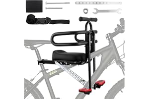 NASTOPEE Siège enfant vélo avant, Siège vélo pour enfant avant, Siège enfant pour VTT, Siège vélo pour enfant pour VTT, vélos de ville, avec pédales, barrière de sécurité pliable, poignée portable, pour 3~6