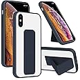 INFOSUN for iPhone X/Xs Case Stand Cover Matte Cases with Frosted Back Hand Grip Kickstand Cover Holder Shockproof Translucent Design for iPhone X/Xs (5.8 Inch) (2018) (Navy Blue)